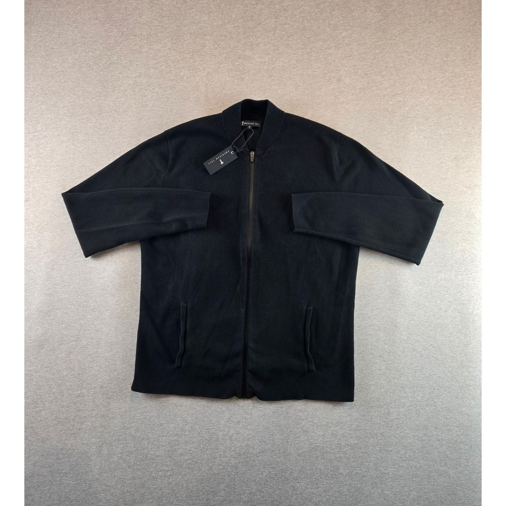 American Tall Jacket Mens XLT Black Cotton Bomber Full Zip Sweater NWT *READ*‎